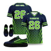 Custom Blue White Washington Football Jersey and Sports Shoes Combo Offer Personalized Combo ZH-D023031-27